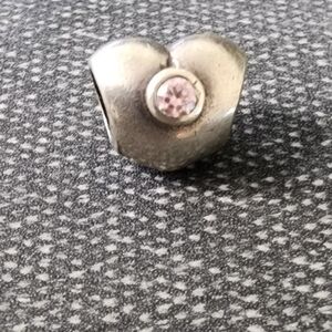 Pandora Heart Sterling Silver Charm With Pink Cubic Zirconia